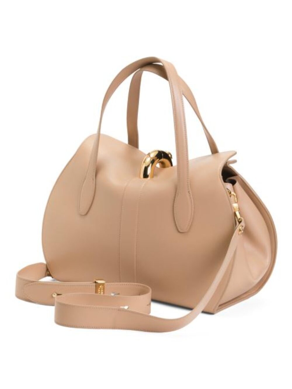 VALENTINO ORLANDI Made In Italy Leather Fold Over Top Big Hardware Crossbody - Picture 3 of 5